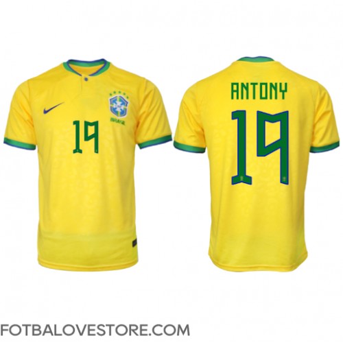 Brazílie Antony #19 Domácí Dres MS 2022 Krátkým Rukávem
